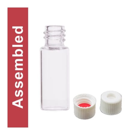 Cp Lab Safety. Wheaton MicroLiter 2ML Clear Screw Thread Vial Kit, White Open Top Cap, 100 pk 08-1040W-A